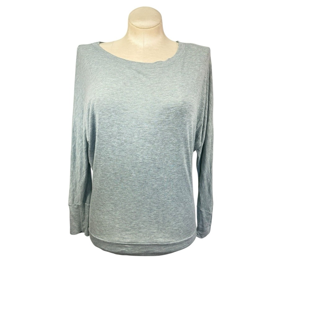 Women's‎ St. Tropez West M Green & Grey Heathered Long Sleeve Top Preowned
